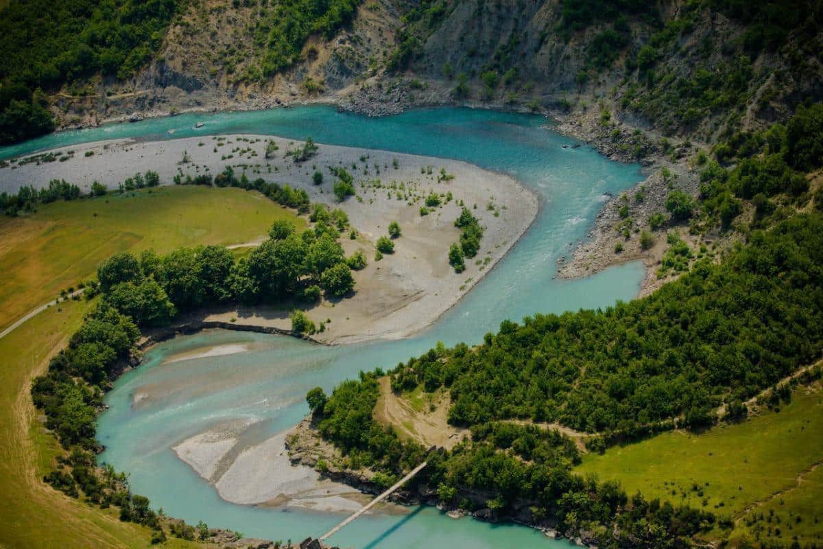 An panorama of Wild river Vjosa